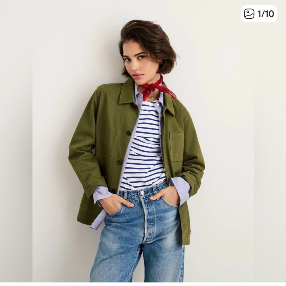 Alex Mill Britt Work Jacket in Army Olive. Vintage inspired utility piece.